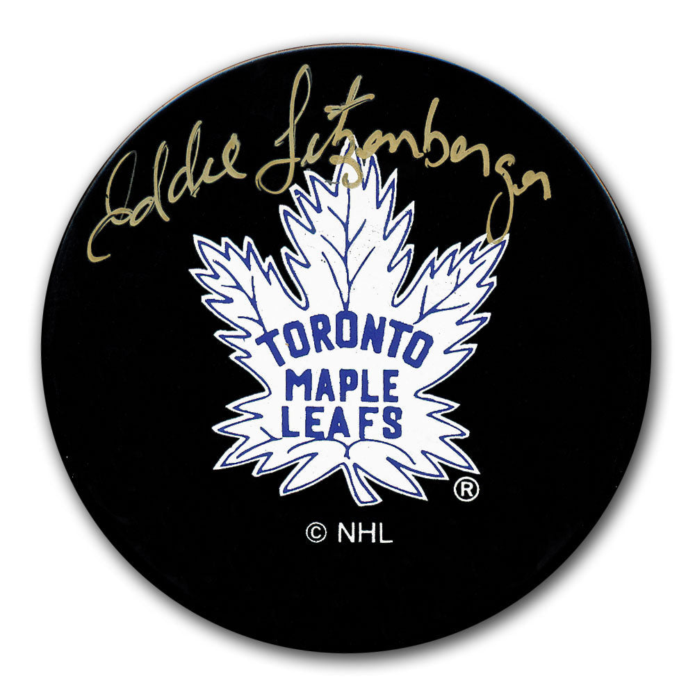 Eddie Litzenberger Toronto Maple Leafs Logo Autographed Puck