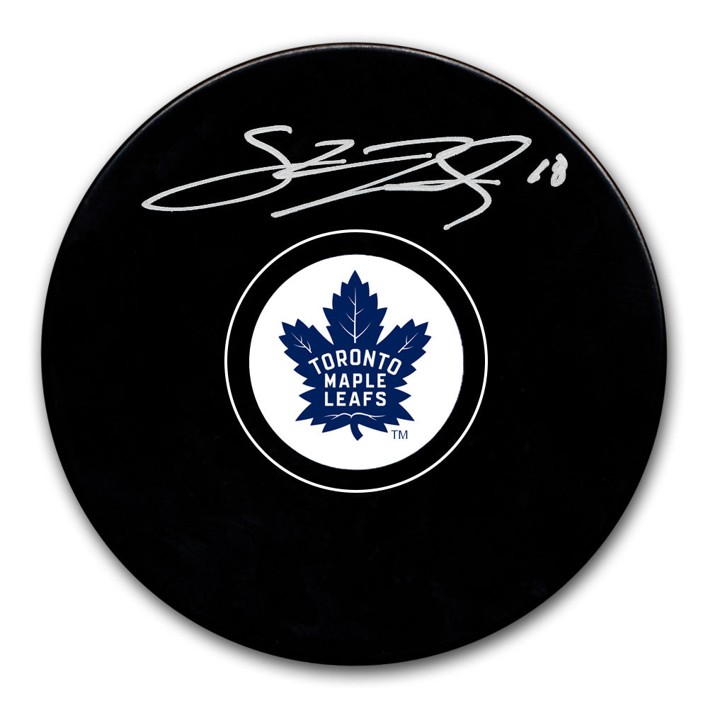 Steven Lorentz autographed Toronto Maple Leafs hockey puck with silver signature
