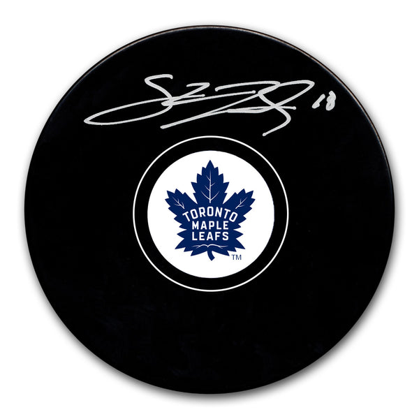 Steven Lorentz autographed Toronto Maple Leafs hockey puck with silver signature