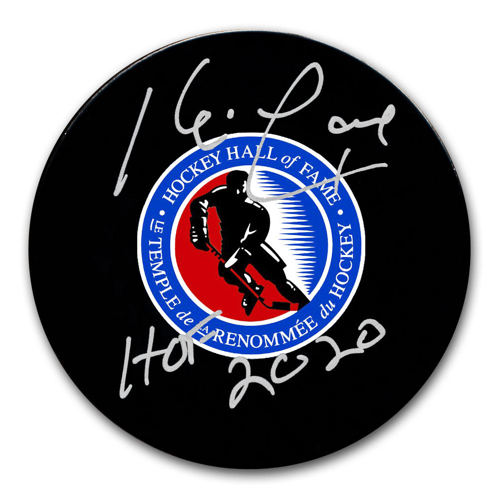 Kevin Lowe autographed Hockey Hall of Fame hockey puck with HOF 2020 inscription