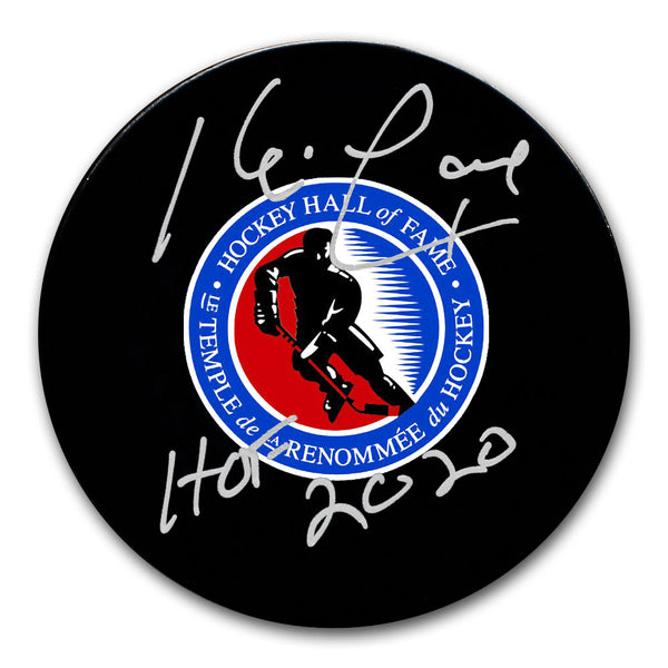 Kevin Lowe autographed Hockey Hall of Fame hockey puck with HOF 2020 inscription