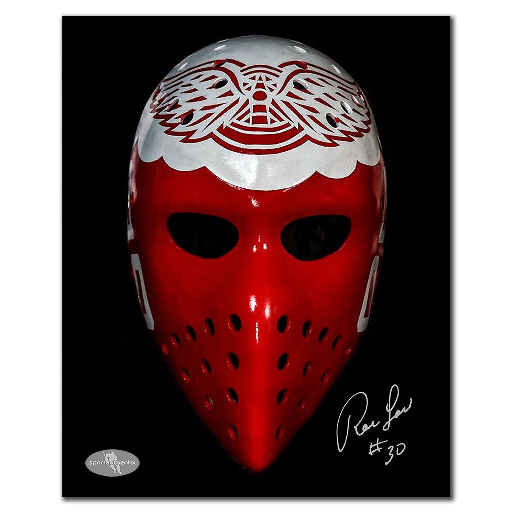 Ron Low Detroit Red Wings MASK Autographed 11X14