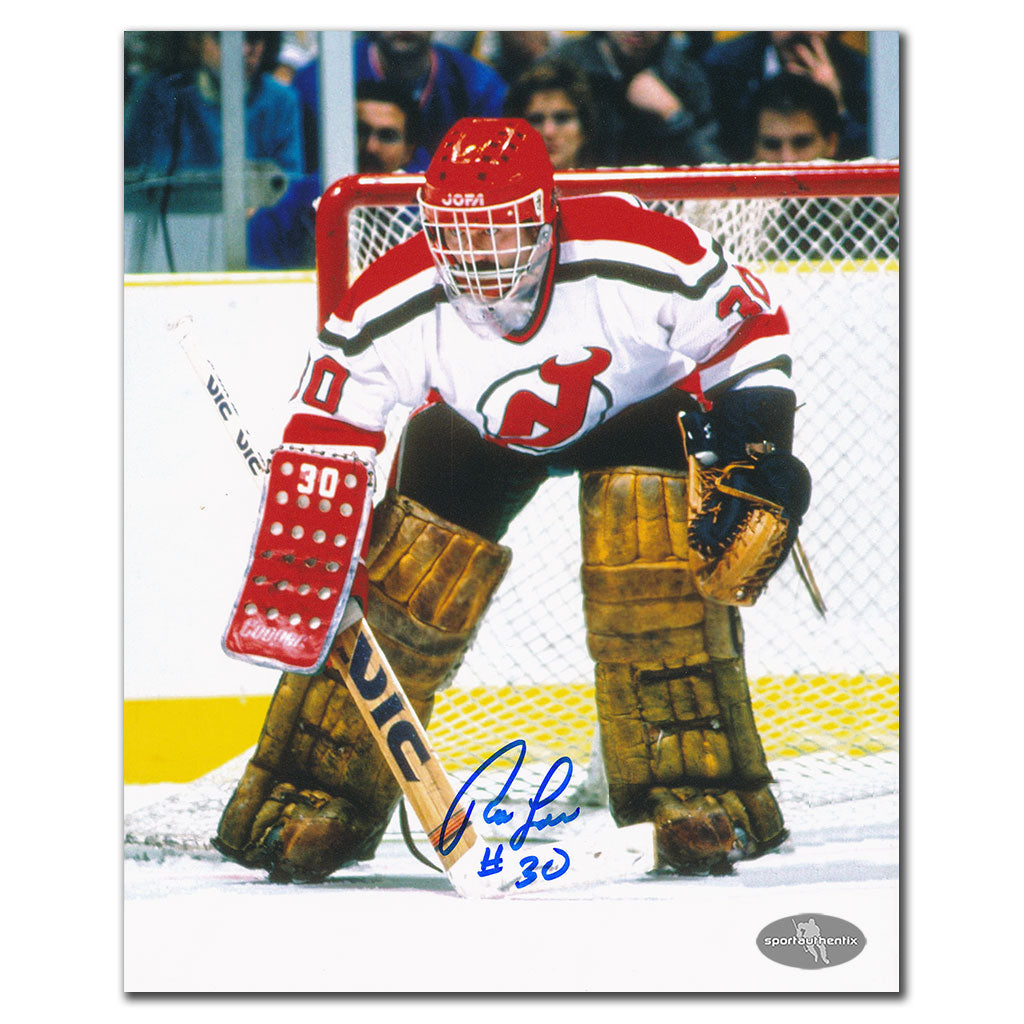 Ron Low New Jersey Devils WHITE JERSEY Autographed 8x10