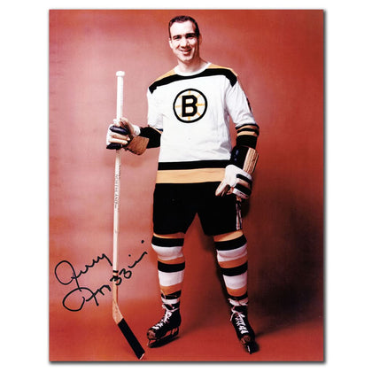 Jerry Toppazzini Boston Bruins signed 8x10 photograph—authenticated player autograph displayed on glossy photo collectible.