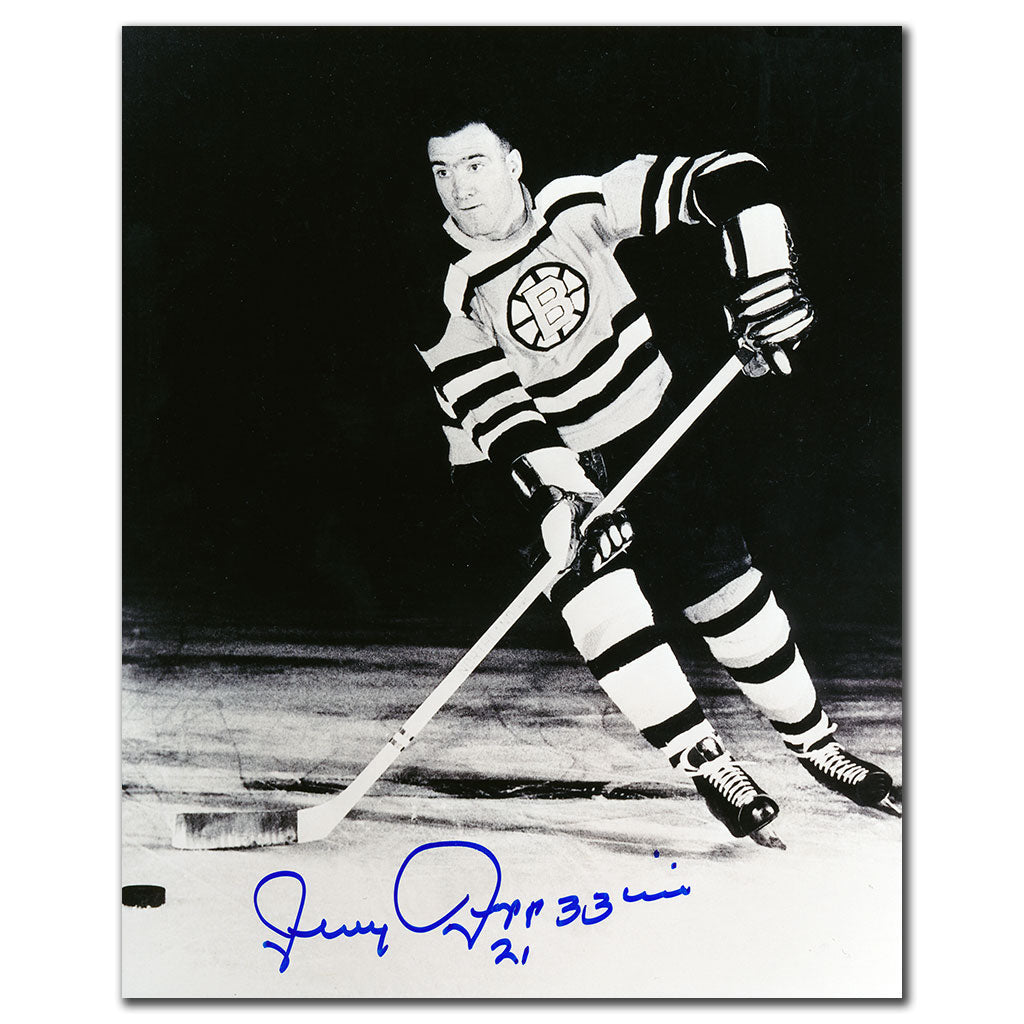 Jerry Toppazzini Bruins de Boston Photo dédicacée 8 x 10