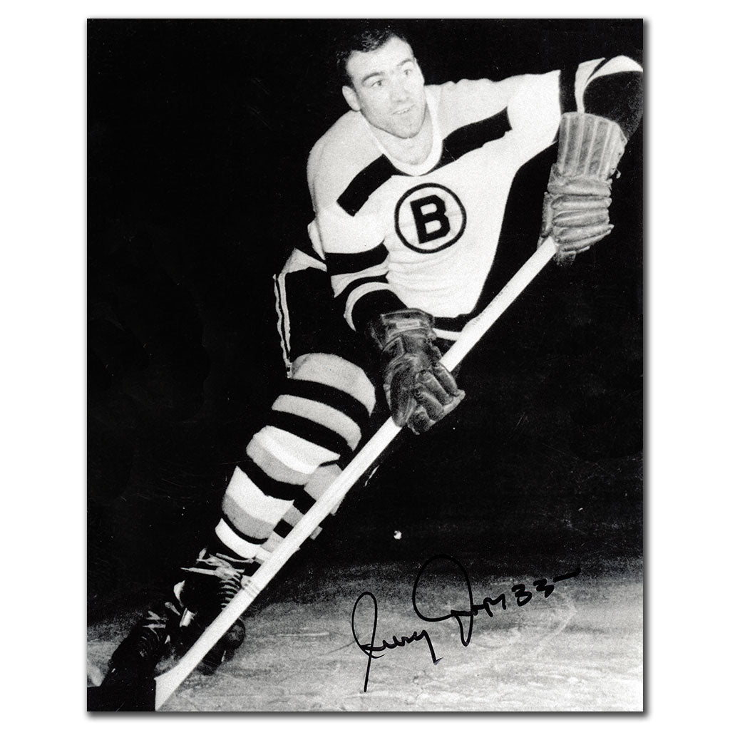 Jerry Toppazzini Bruins de Boston Photo dédicacée 8 x 10