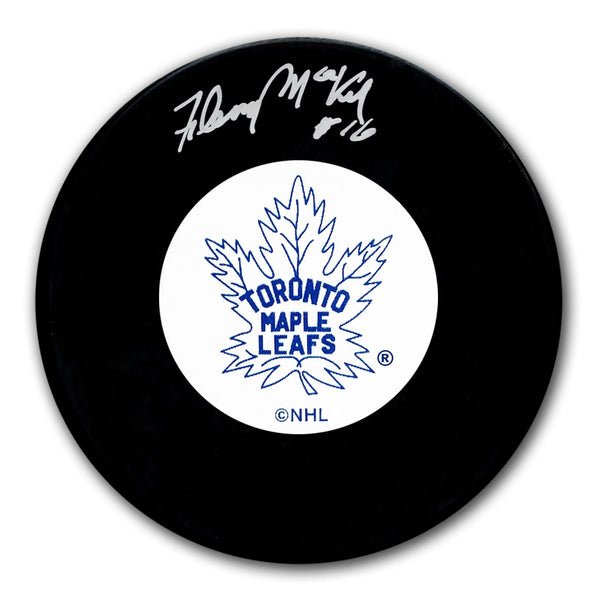 Authentic Fleming Mackell Toronto Maple Leafs Original 6 Autographed Puck - SportAuthentix