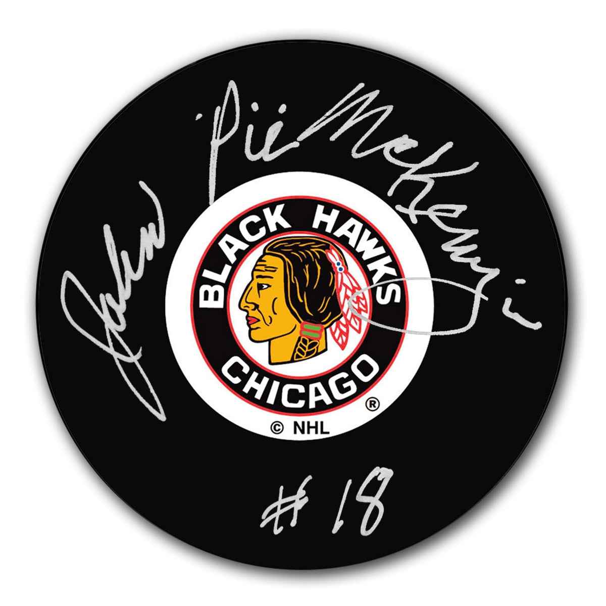 Authentic John McKenzie Chicago Blackhawks Autographed Puck - SportAuthentix