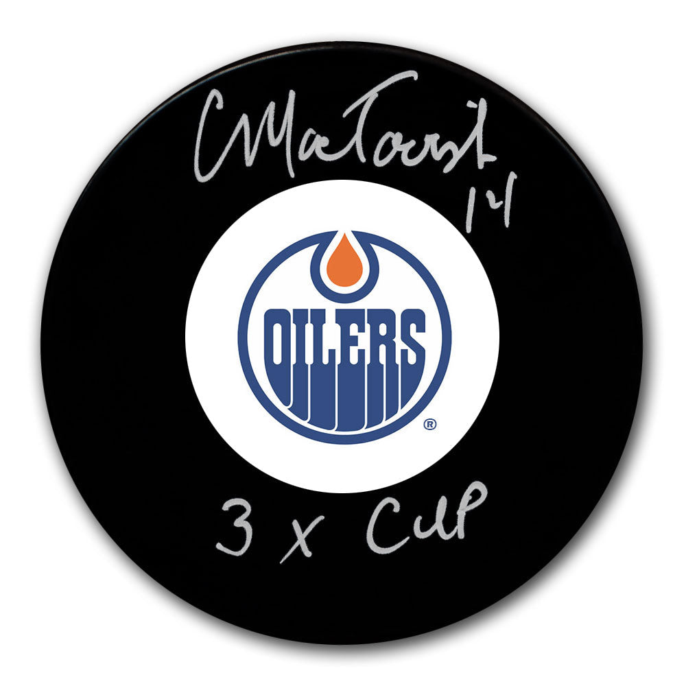 Craig MacTavish Rondelle autographiée de 3 tasses des Oilers d'Edmonton