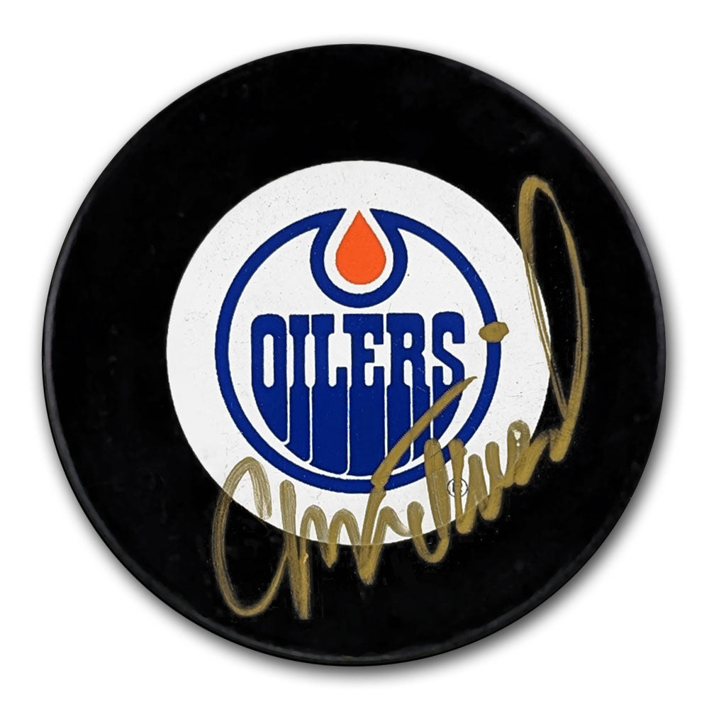 Craig MacTavish Edmonton Oilers GOLD Autographed Puck