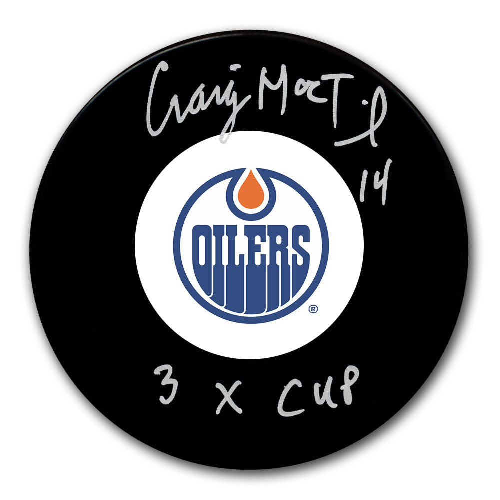 Craig MacTavish Edmonton Oilers 3 CUPS Autographed Puck