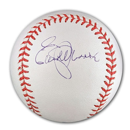 Elliott Maddox Autographed MLB Official Baseball—white leather ball with red stitching, purple signature across the sweet spot.