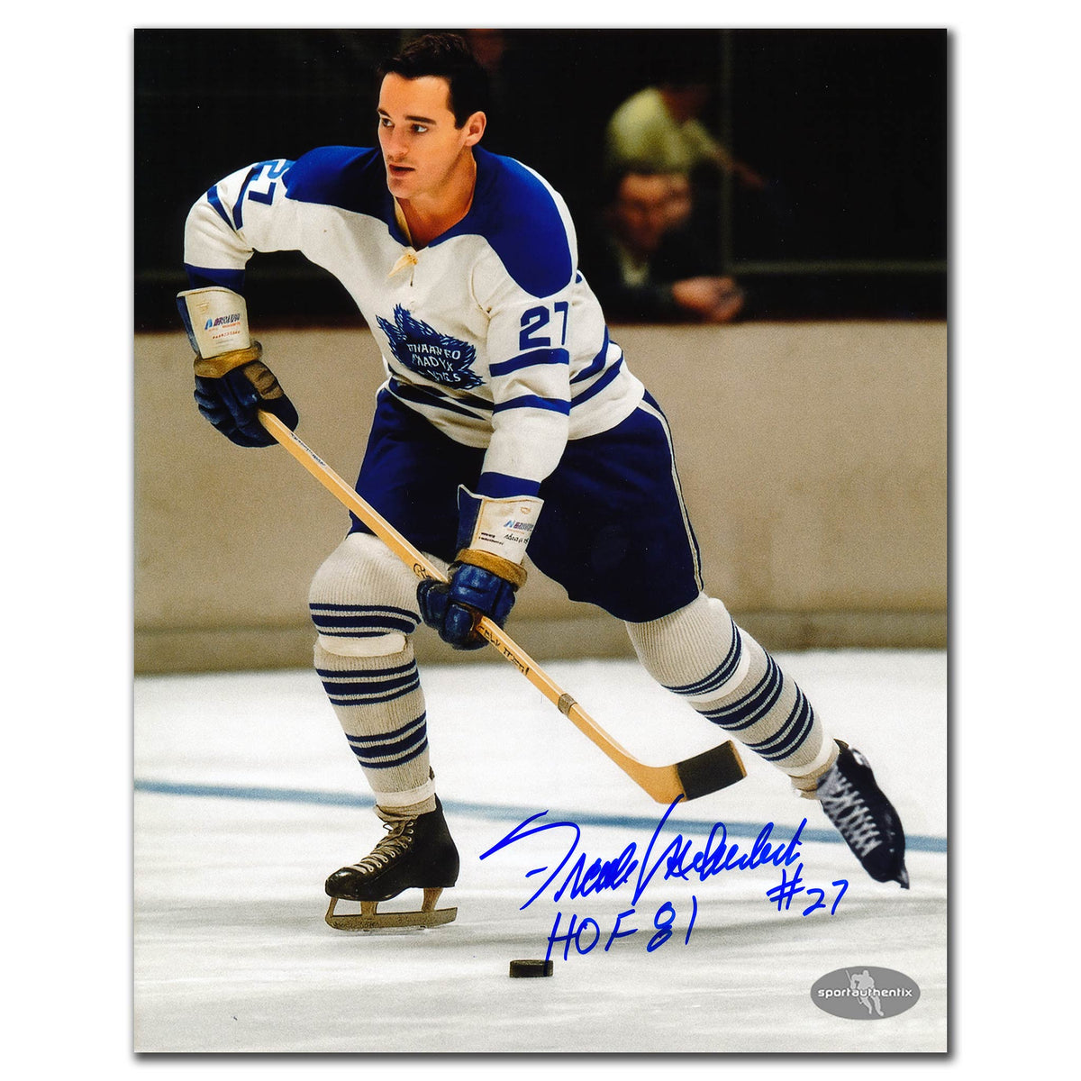 Frank Mahovlich Toronto Maple Leafs White Jersey Autographed 8x10 - Sport Authentix Inc
