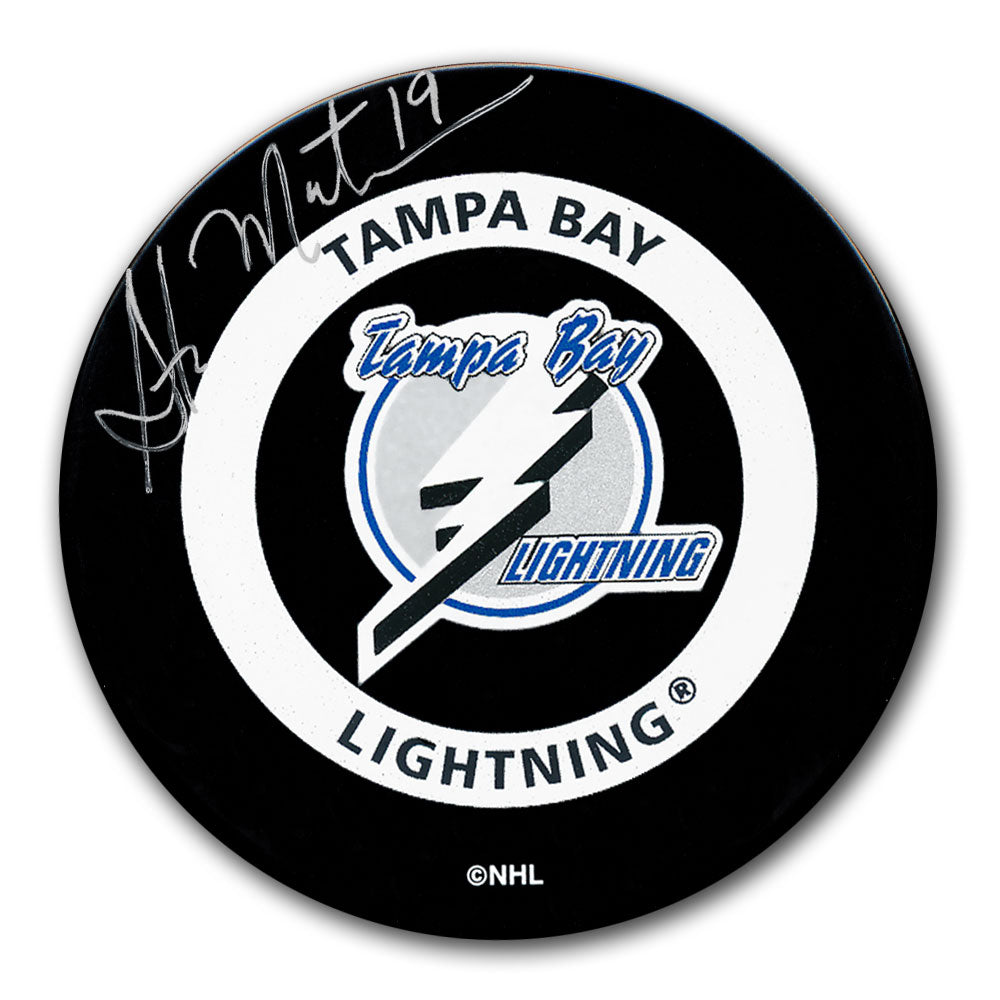 Rondelle de match officielle autographiée du Lightning de Tampa Bay par Steve Martins