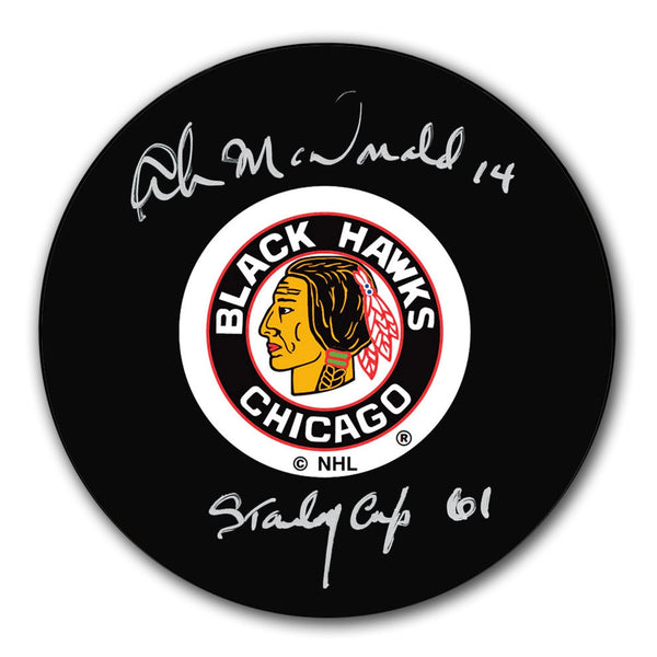 Authentic Ab McDonald Chicago Blackhawks 1961 Stanley Cup Autographed Puck - SportAuthentix
