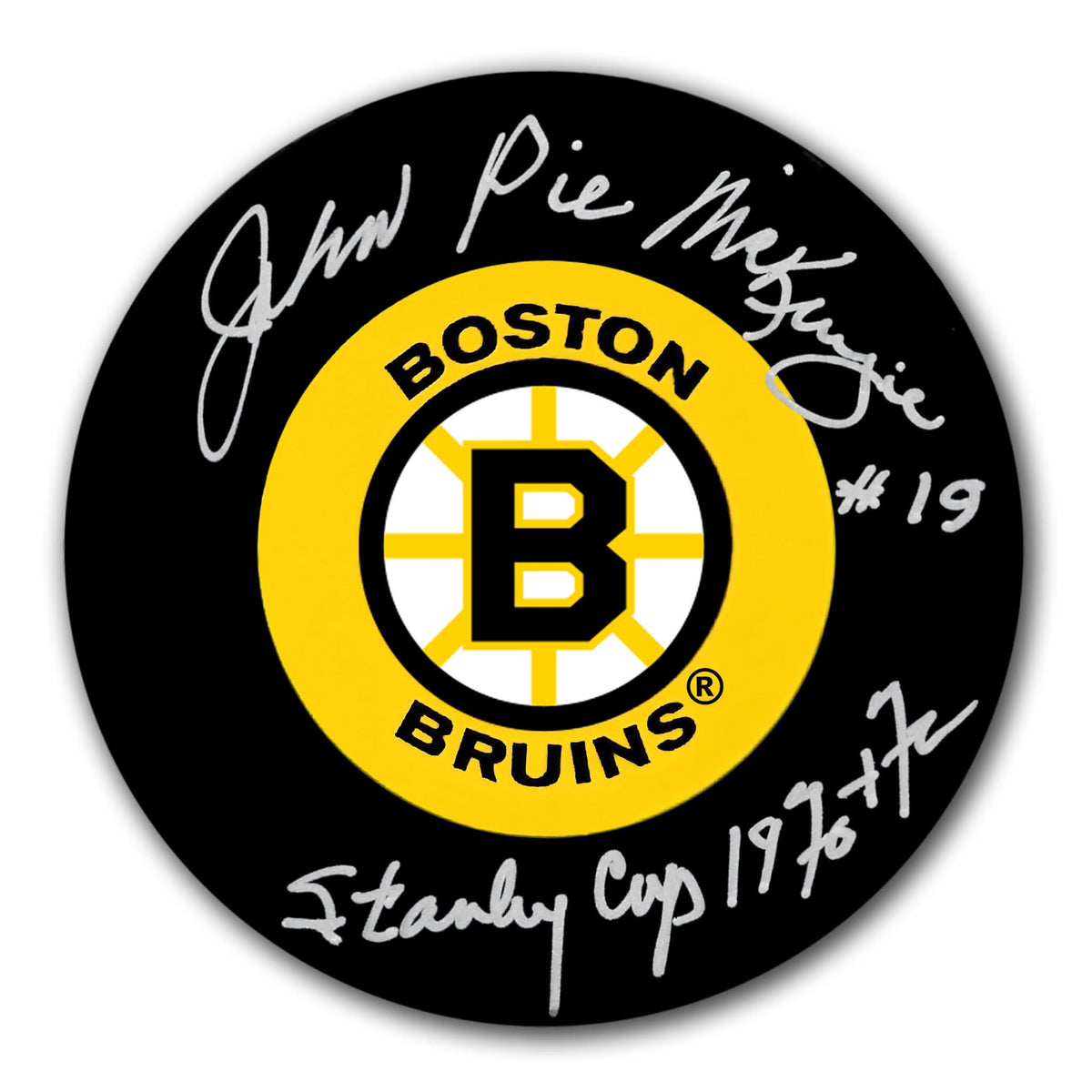 Authentic John McKenzie Boston Bruins SC Years Autographed Puck - SportAuthentix