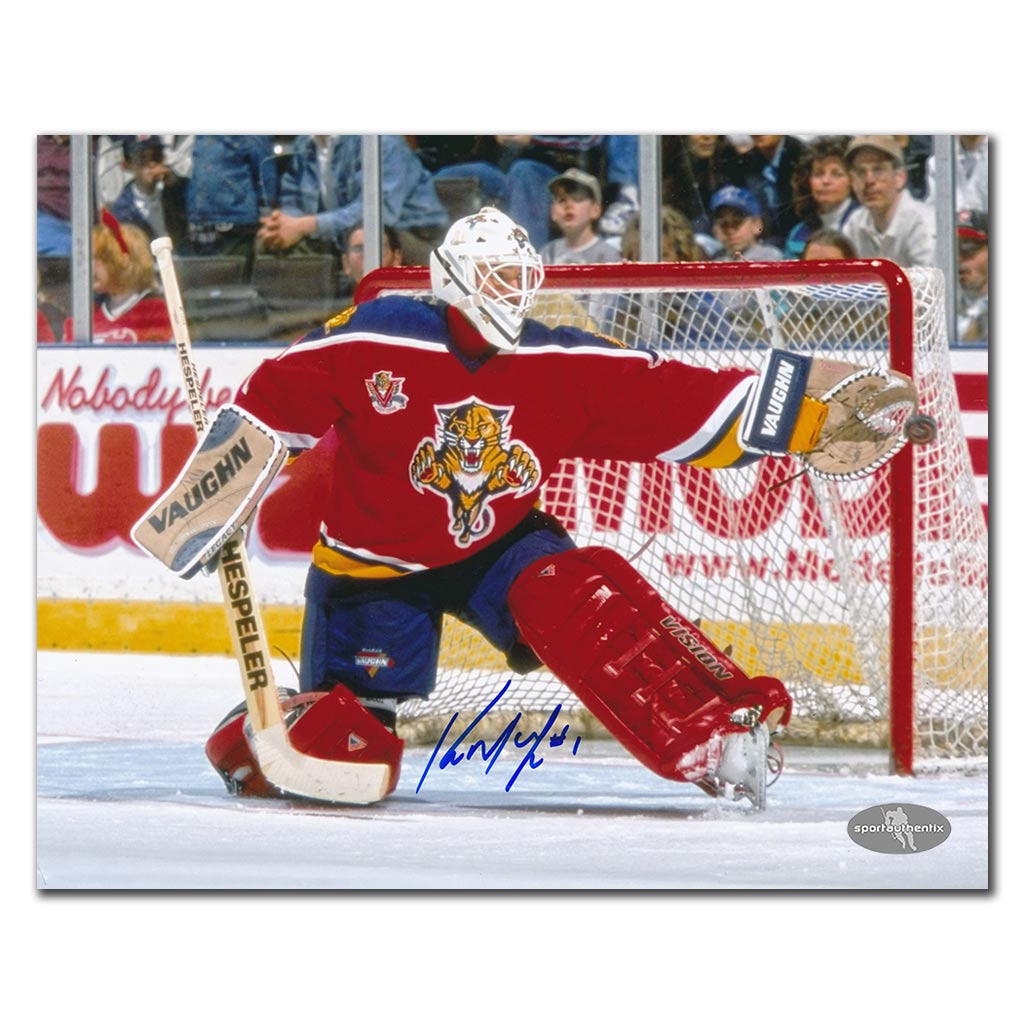 Kirk McLean autographed Florida Panthers 8x10 photo glove save