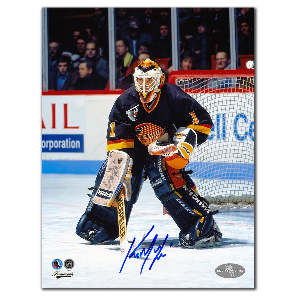Kirk McLean Autographed Vancouver Canucks 8x10 Photo - Black Jersey Game Action