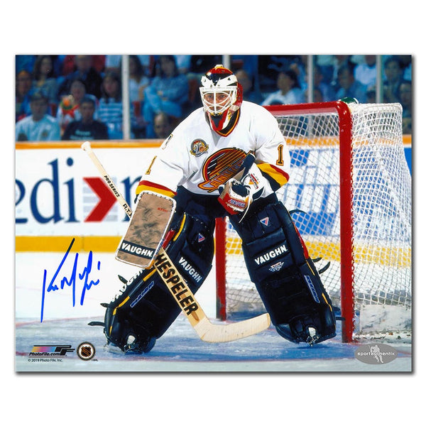 Kirk McLean autographed Vancouver Canucks 8x10 photo white jersey game action