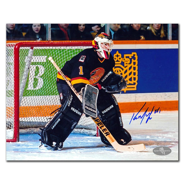 Kirk McLean autographed Vancouver Canucks 8x10 photo between the pipes