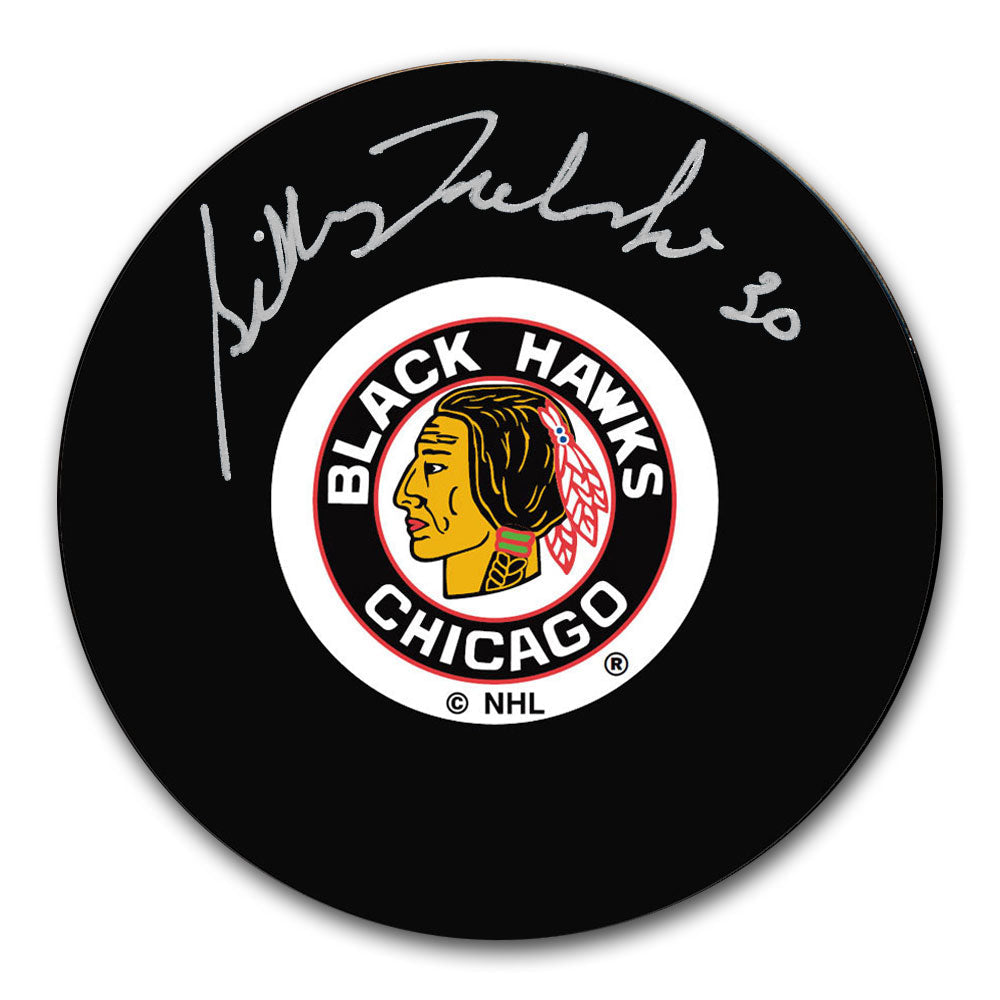 Gilles Meloche Chicago Blackhawks Autographed Puck