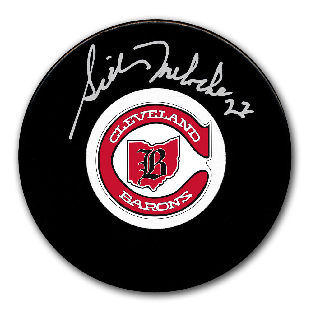 Gilles Meloche Cleveland Barons Autographed Puck