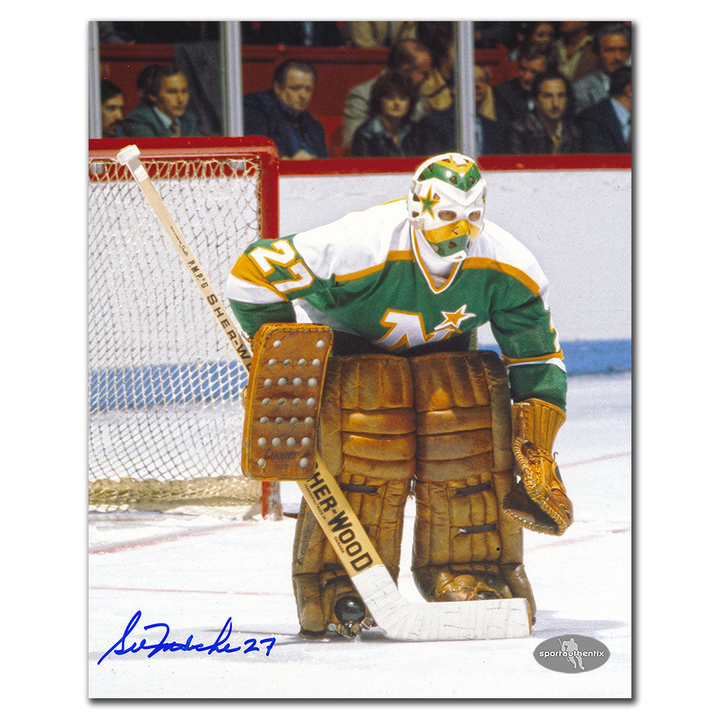Gilles Meloche Minnesota North Stars FACE-OFF Autographed 8x10