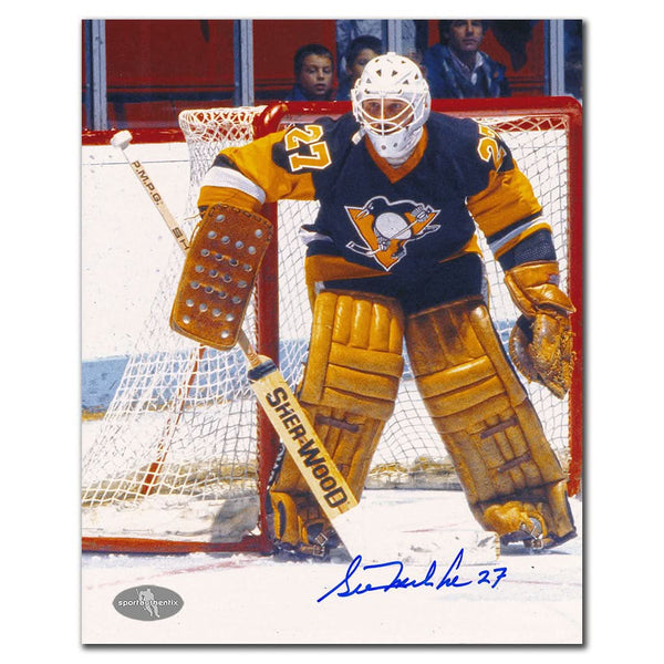 Authentic Gilles Meloche Pittsburgh Penguins ACTION Autographed 8x10 - SportAuthentix