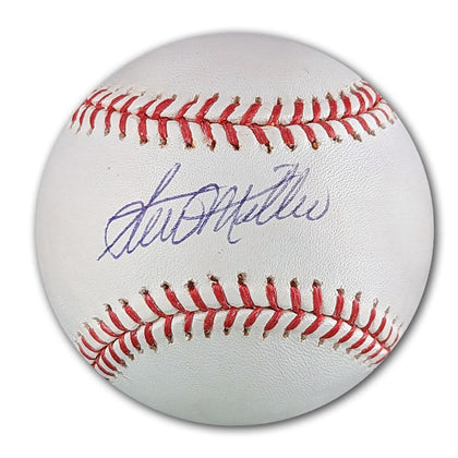 Official MLB baseball bearing Stu Miller’s signature directly on the sweet spot—an autographed collectible for memorabilia displays.