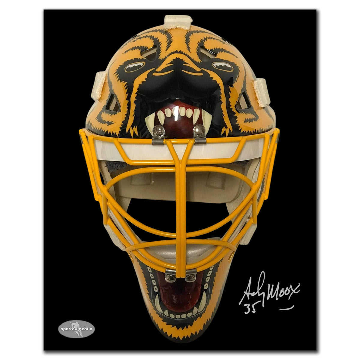 Andy Moog Boston Bruins Mask Autographed 8x10 - Sport Authentix Inc