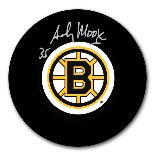 Andy Moog autographed Boston Bruins hockey puck