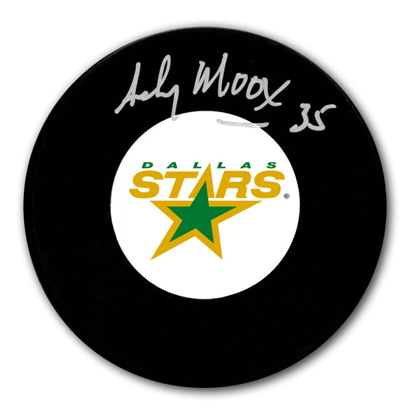 Andy Moog autographed Dallas Stars hockey puck