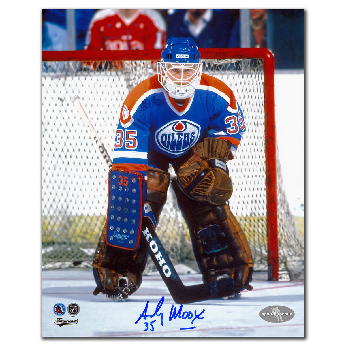 Andy Moog Edmonton Oilers Action Autographed 8x10 - Sport Authentix Inc