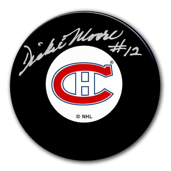 Authentic Dickie Moore Montreal Canadiens Original 6 Autographed Puck - SportAuthentix