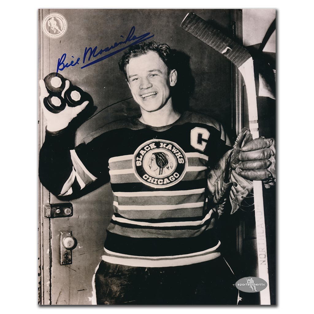 Bill Mosienko Autographed Chicago Blackhawks 8x10 Photo - Fastest Hat Trick