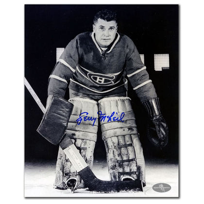 Gerry McNeil Montreal Canadiens signed 8x10 black & white photo, featuring his autograph and presented as rare memorabilia for collectors.