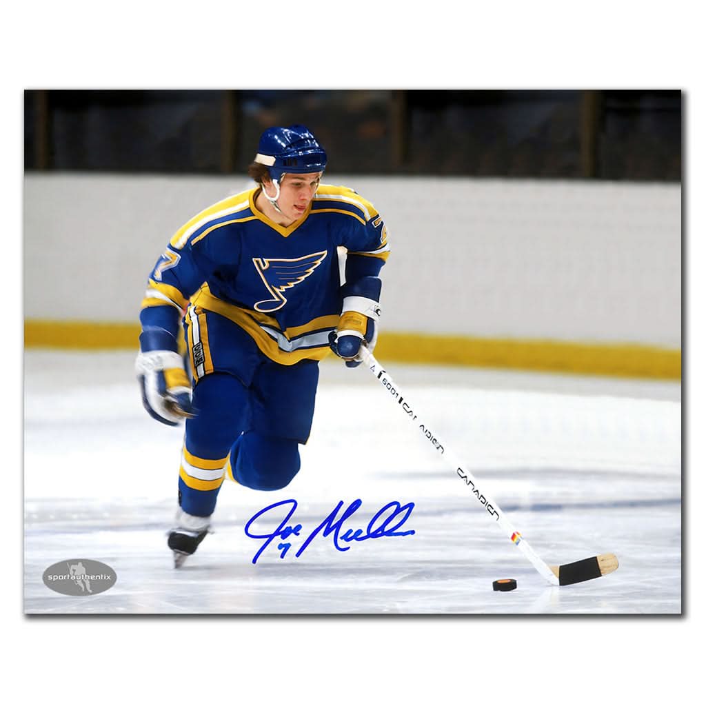 Authentic Joe Mullen St. Louis Blues WHITE JERSEY Autographed 8x10 - SportAuthentix