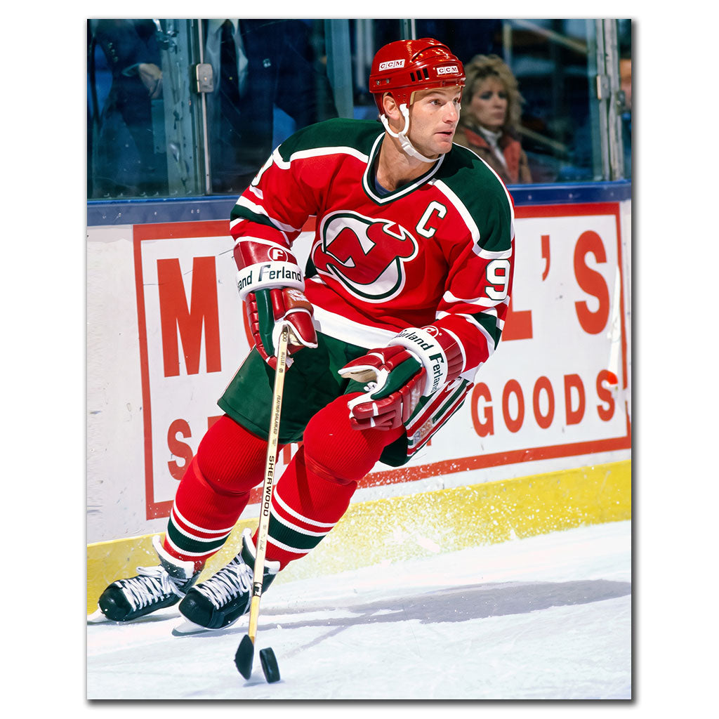Kirk Muller skating in a red New Jersey Devils uniform
