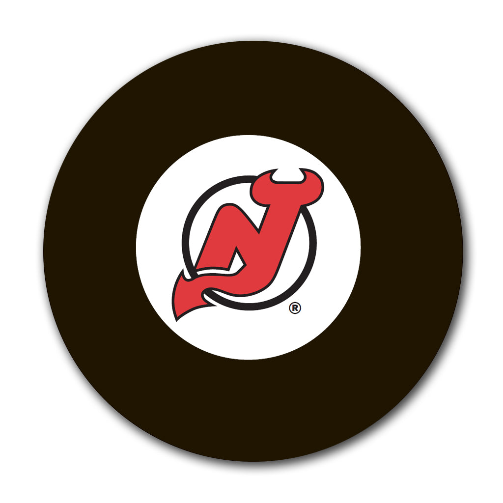 New Jersey Devils logo hockey puck for an upcoming Kirk Muller autograph signing