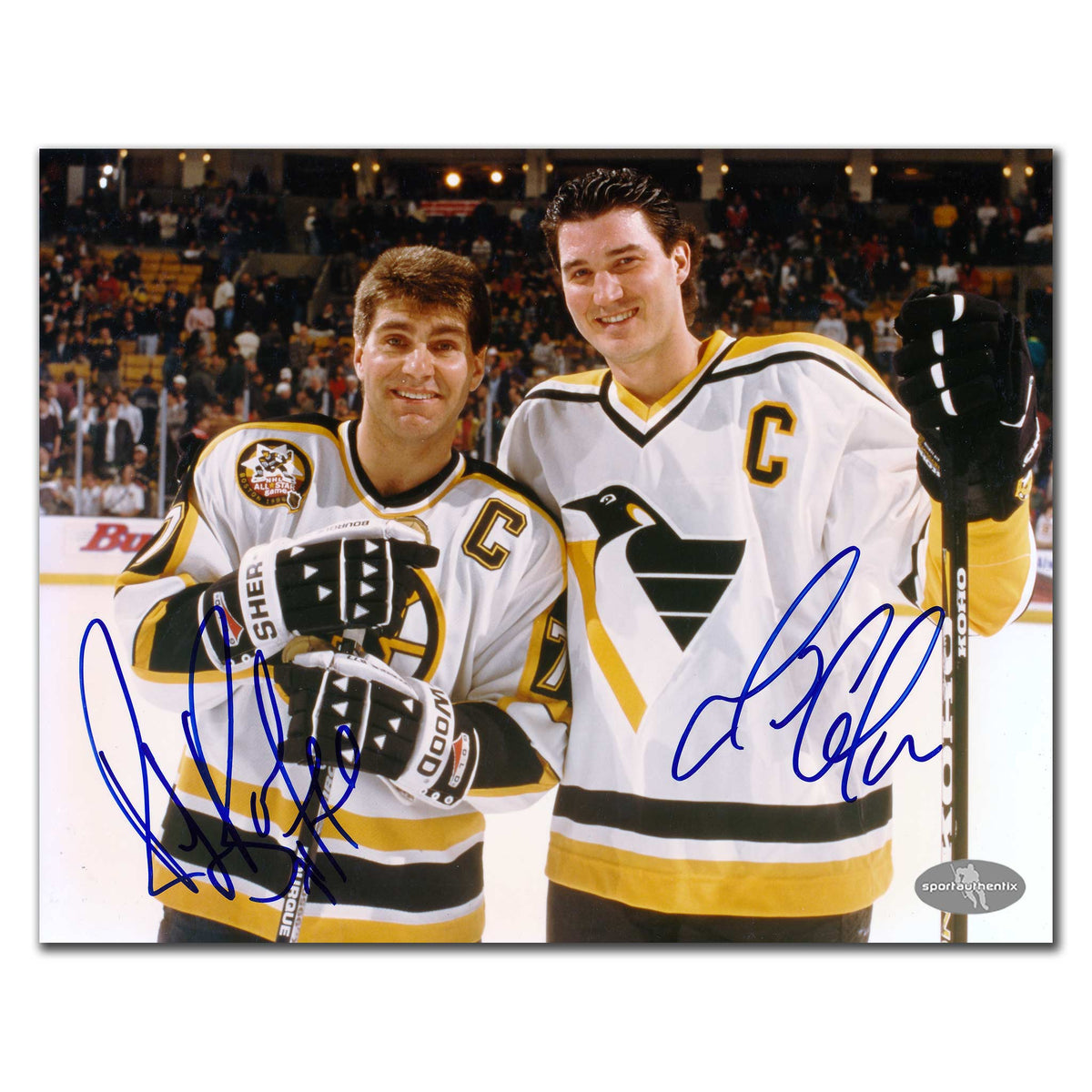 Mario Lemieux & Ray Bourque 1996 NHL All-Star Game Autographed 8x10 - Sport Authentix Inc