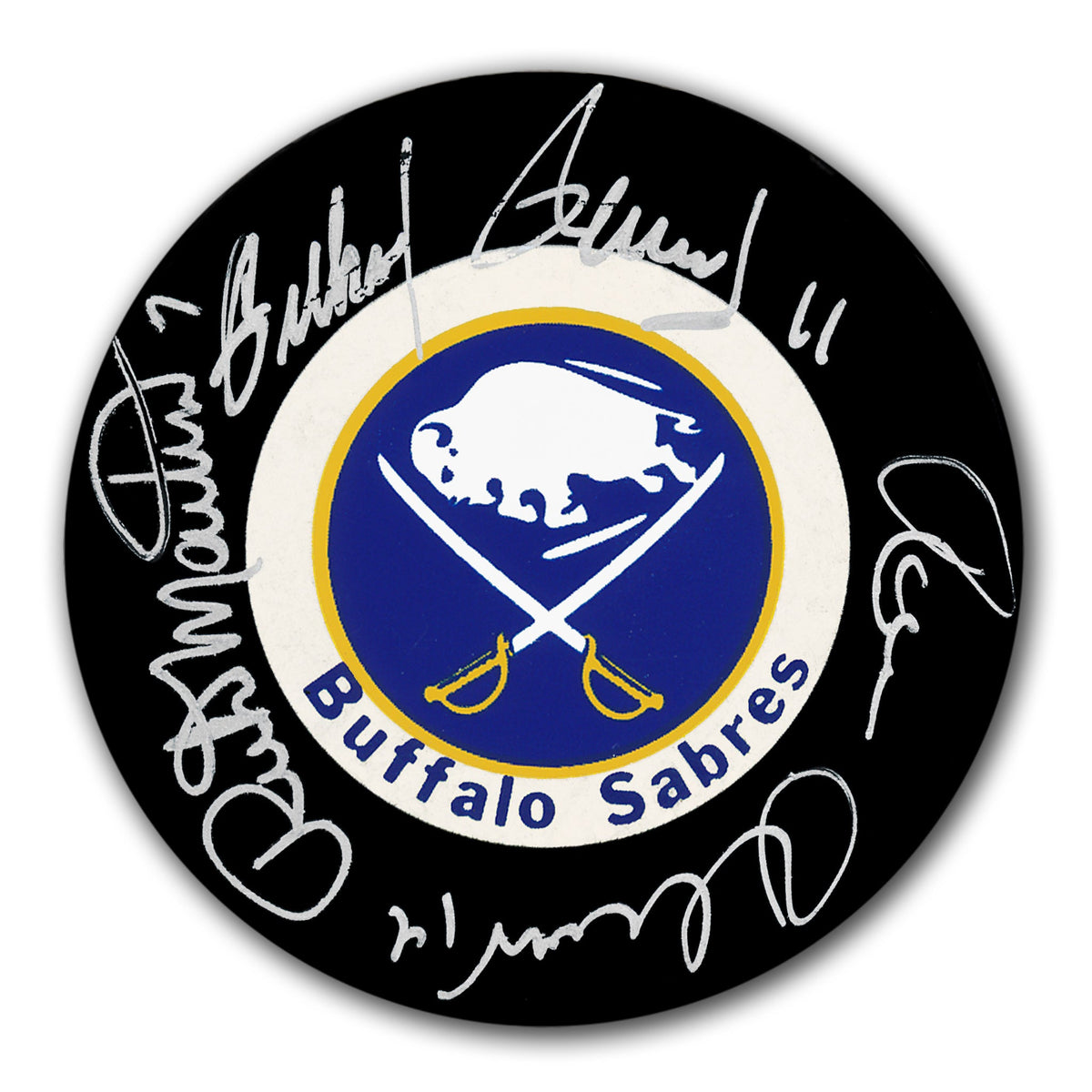 Gilbert Perreault Rick Martin Rene Robert Buffalo Sabres French Connection Autographed Puck - Sport Authentix Inc