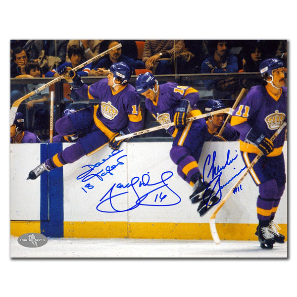 Marcel Dionne, Dave Taylor and Charlie Simmer autographed Los Angeles Kings 8x10 Triple Crown Line photo