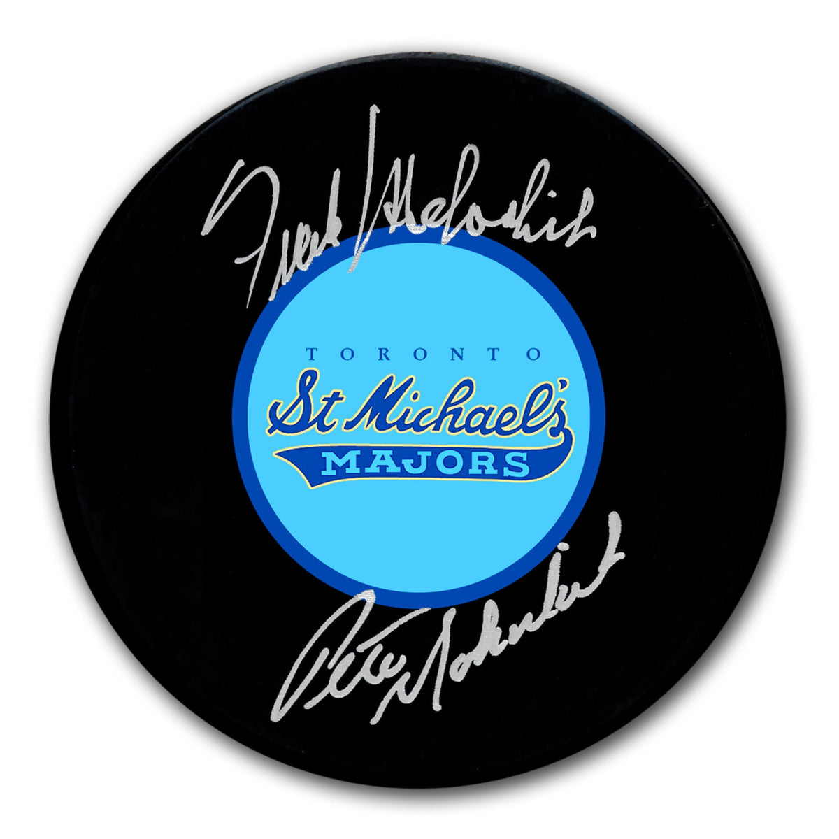Frank Mahovlich & Pete Mahovlich Toronto St. Michaels Majors Autographed Puck - Sport Authentix Inc