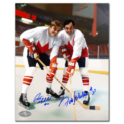 Dual-signed 8x10 photo of Frank & Pete Mahovlich from Team Canada, 1972 Summit Series—premium autographed memorabilia.