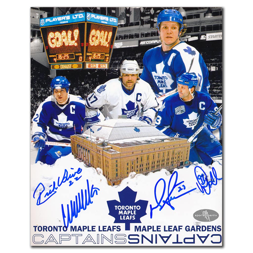 Darryl Sittler, Wendel Clark, Doug Gilmour and Rick Vaive autographed Toronto Maple Leafs 8x10 captains photo