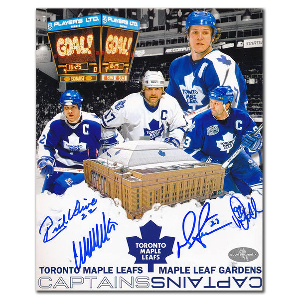 Darryl Sittler, Wendel Clark, Doug Gilmour and Rick Vaive autographed Toronto Maple Leafs 8x10 captains photo