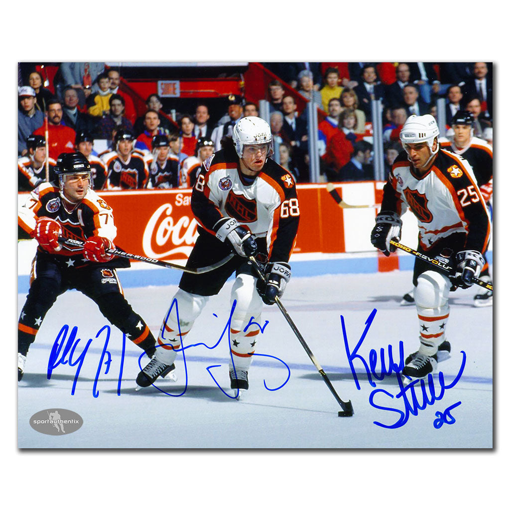 Paul Coffey Jaromir Jagr Kevin Stevens 1993 NHL All-Star Triple Autographed 8x10