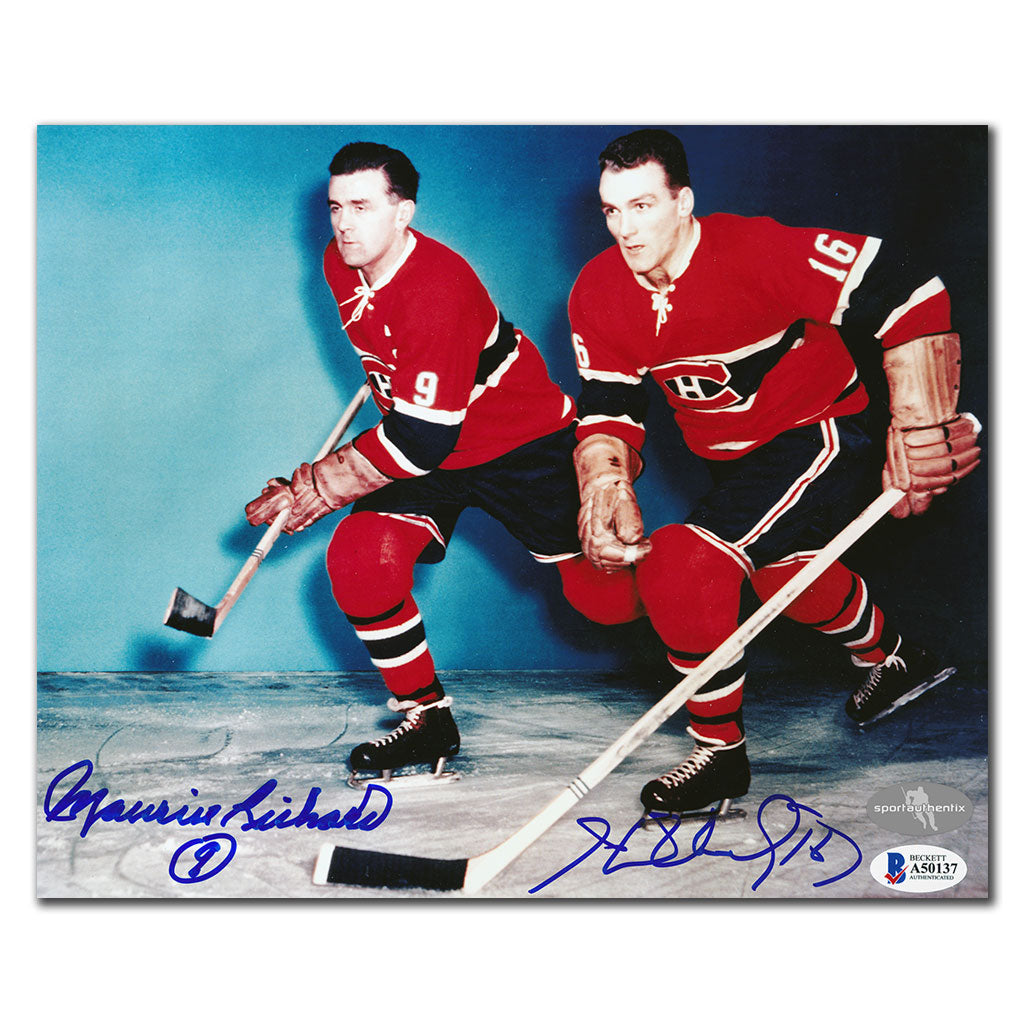 Maurice Richard & Henri Richard Montreal Canadiens ACTION Dual Autographed 8x10 Photo