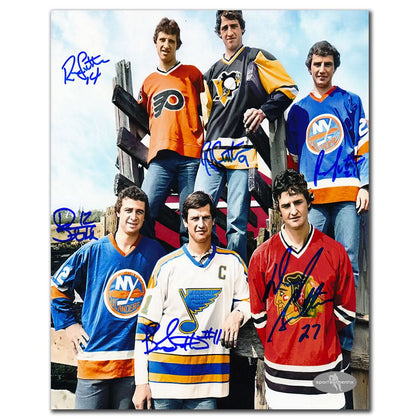 This autographed 8x10 photo features all six Sutter brothers with hockey sticks, accompanied by a Certificate of Authenticity.