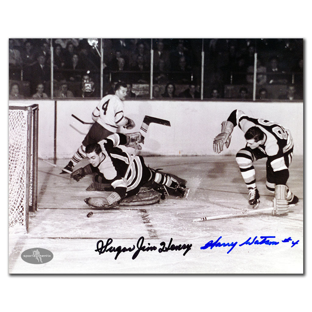 Sugar Jim Henry Boston Bruins vs Harry Watson Toronto Maple Leafs Autographed 8x10 - Sport Authentix Inc